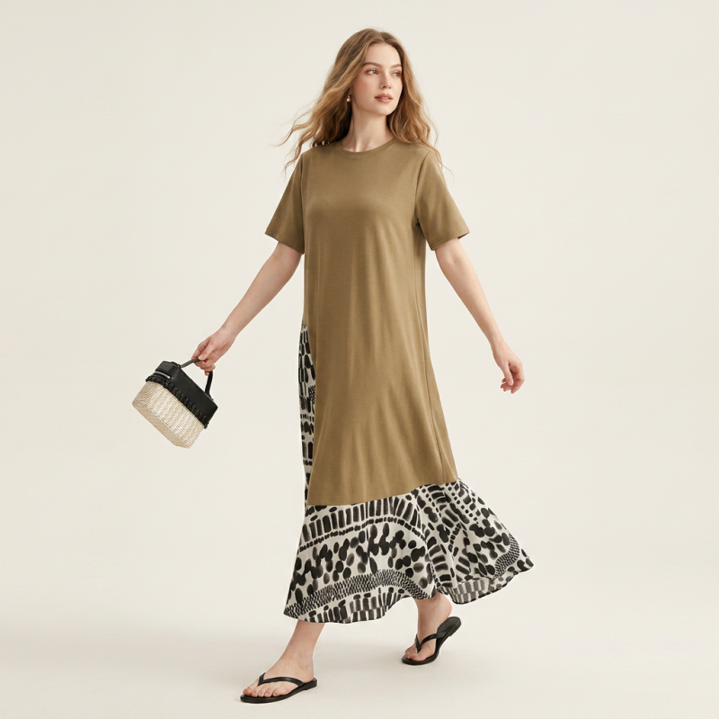 Vestido holgado de retazos
